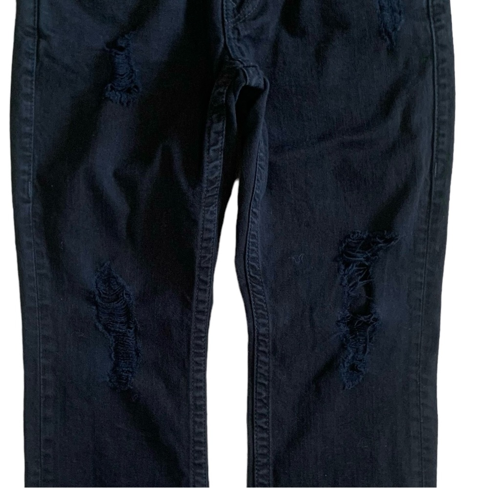 True Religion Straight With Flap All Black With Rips Jeans Size 30 - Picture 5 of 10